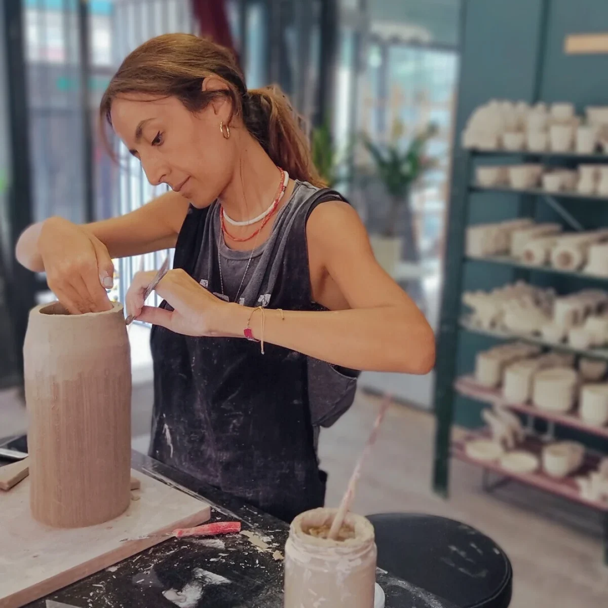 Handmade ceramics made by Zei Pottery students